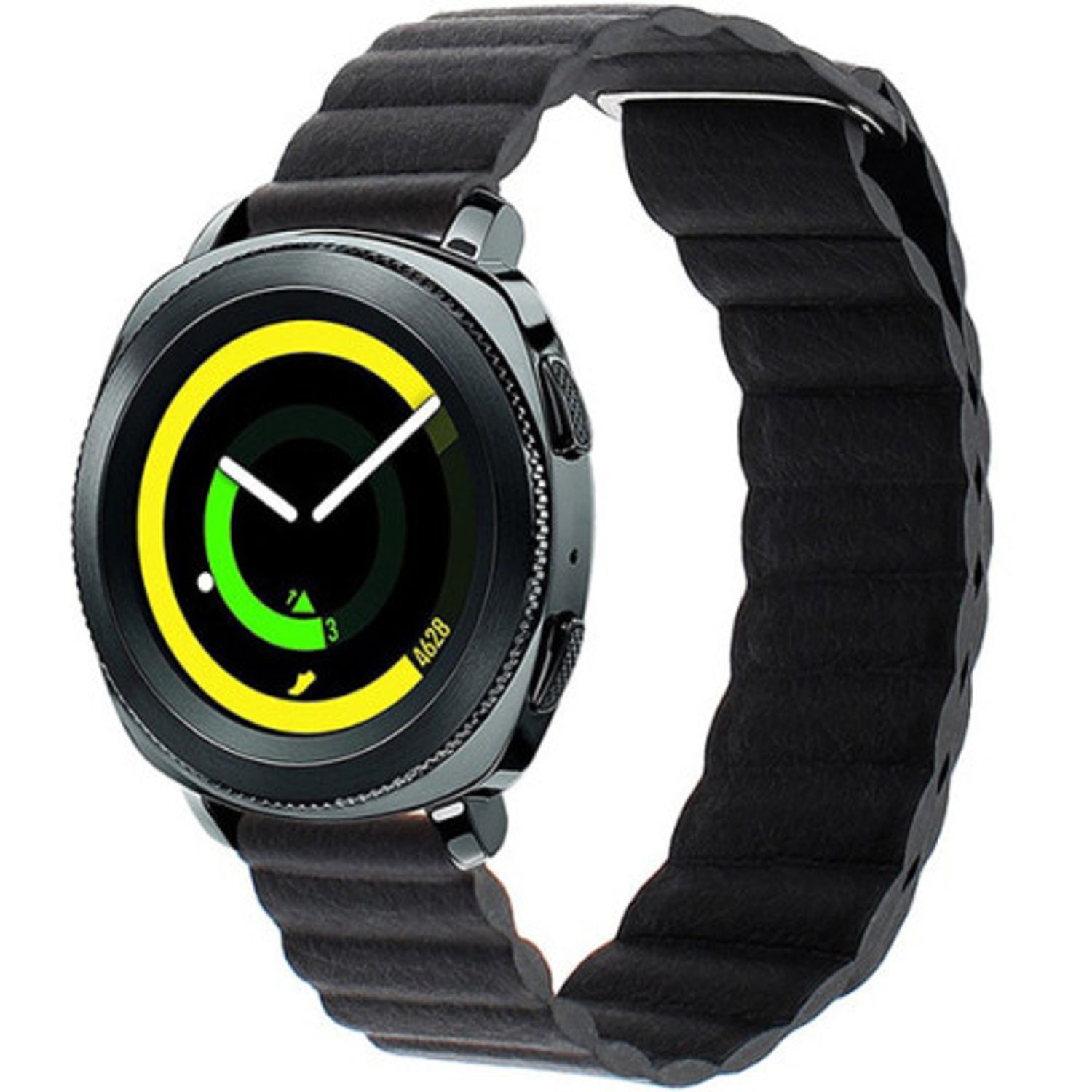 Curea piele Smartwatch Samsung Gear S3, iUni 22 mm Black Leather Loop fotografia produsului