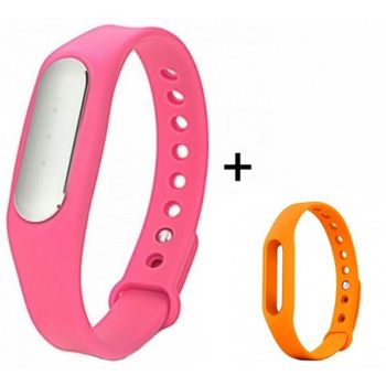 Bratara fitness iuni mi1 roz + curea de schimb portocaliu