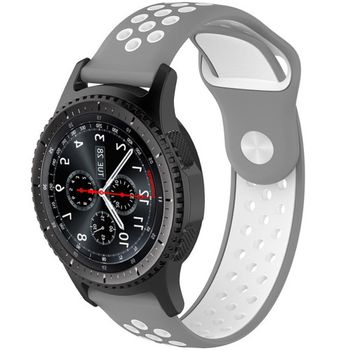 iUni - Curea ceas Smartwatch Samsung Gear S3, 22 mm Silicon Sport Grey-White