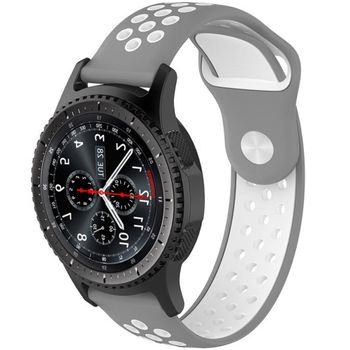 Iuni - curea ceas smartwatch samsung gear s3, 22 mm silicon sport grey-white