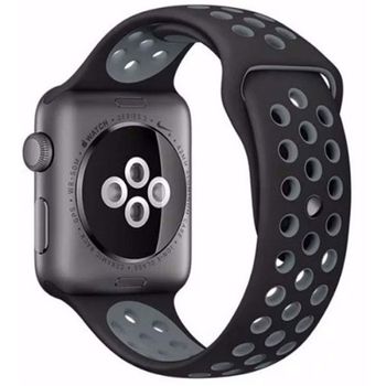 Curea iuni compatibila cu apple watch 1/2/3/4/5/6, 40mm, silicon sport, negru/argintiu