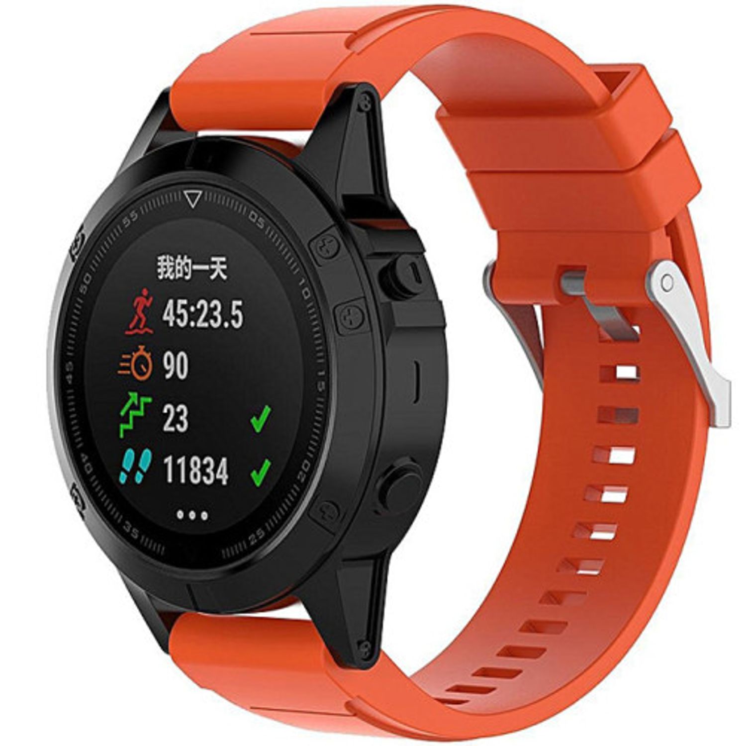 Curea ceas Smartwatch Garmin Fenix 5, 22 mm Silicon iUni Orange fotografia produsului View 3 L