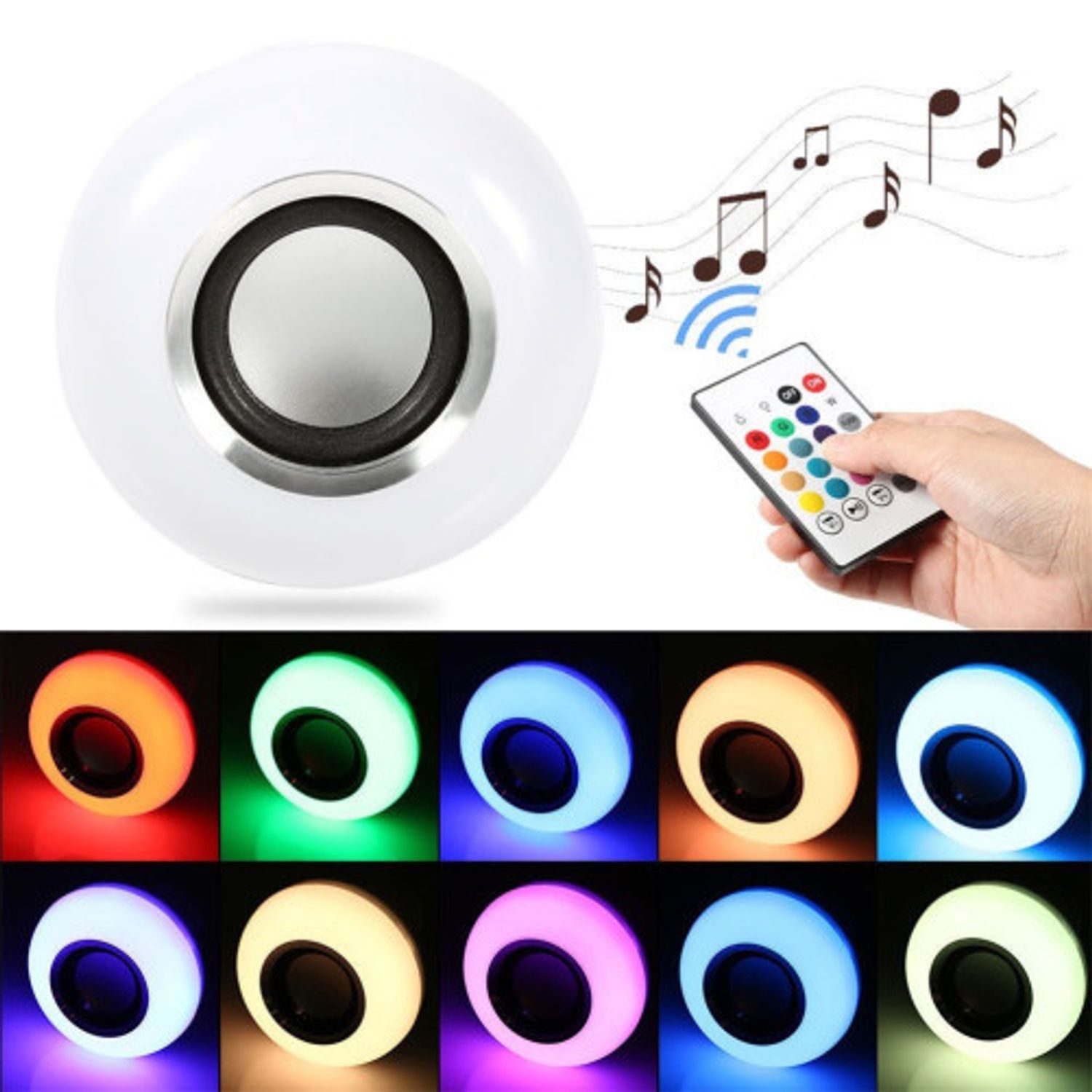 Bec Muzical Inteligent cu Led, Bluetooth si telecomanda iUni DF18, 3W, Lumini Colorate fotografia produsului View 3 L