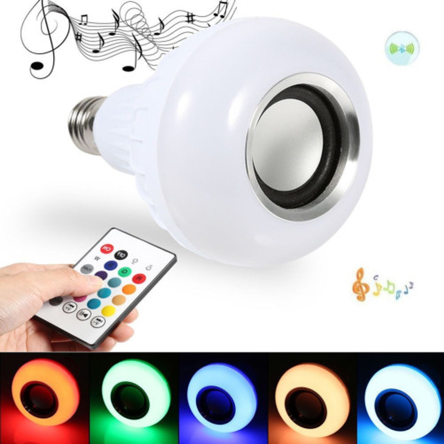 Bec Muzical Inteligent cu Led, Bluetooth si telecomanda iUni DF18, 3W, Lumini Colorate fotografia produsului View 4 L