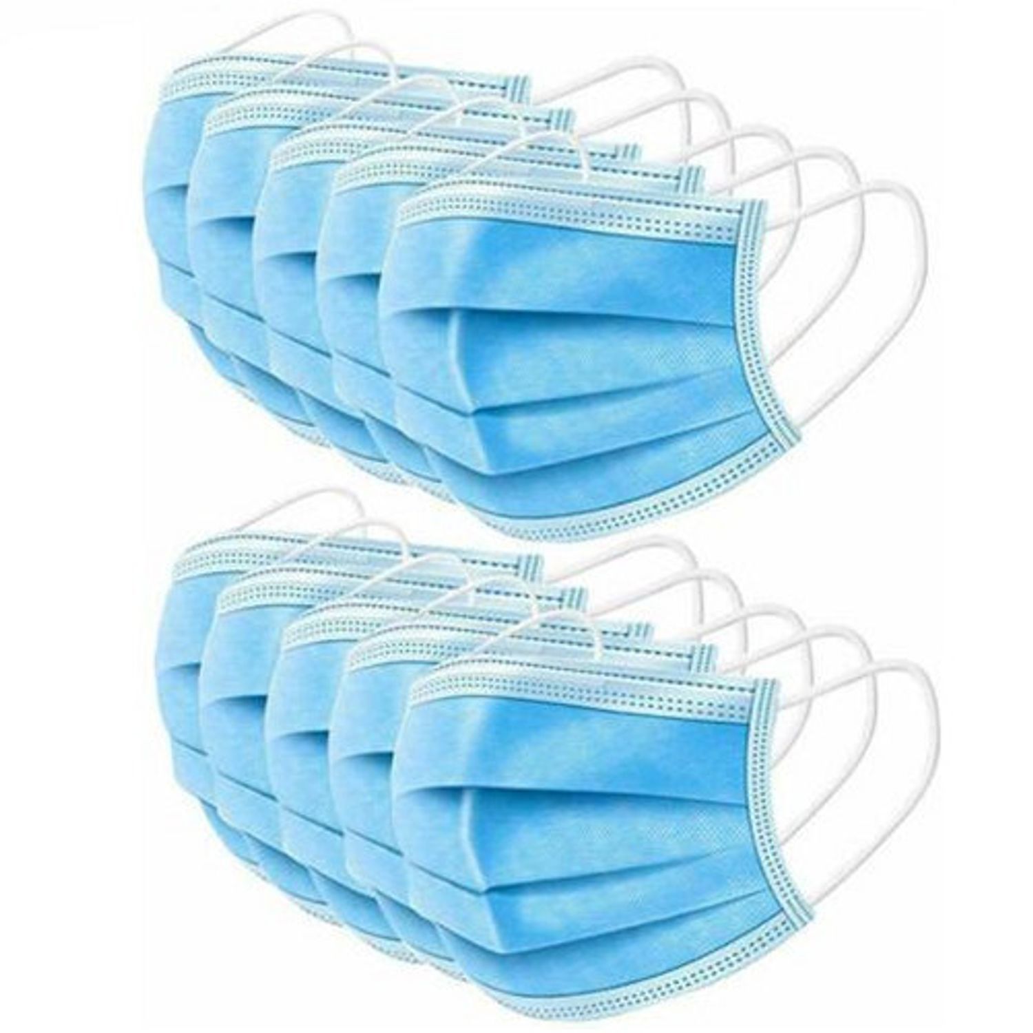 Set 10 buc Masca Protectie Respiratorie de Unica Folosinta 3 straturi, 3 pliuri, Albastru fotografia produsului View 2 L