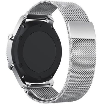 Curea ceas smartwatch samsung gear s3 silver milanese loop, iuni 22 mm otel inoxidabil