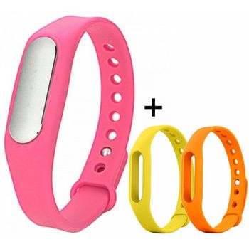 Bratara fitness iuni mi1 roz + 2 curele de schimb galben, portocaliu
