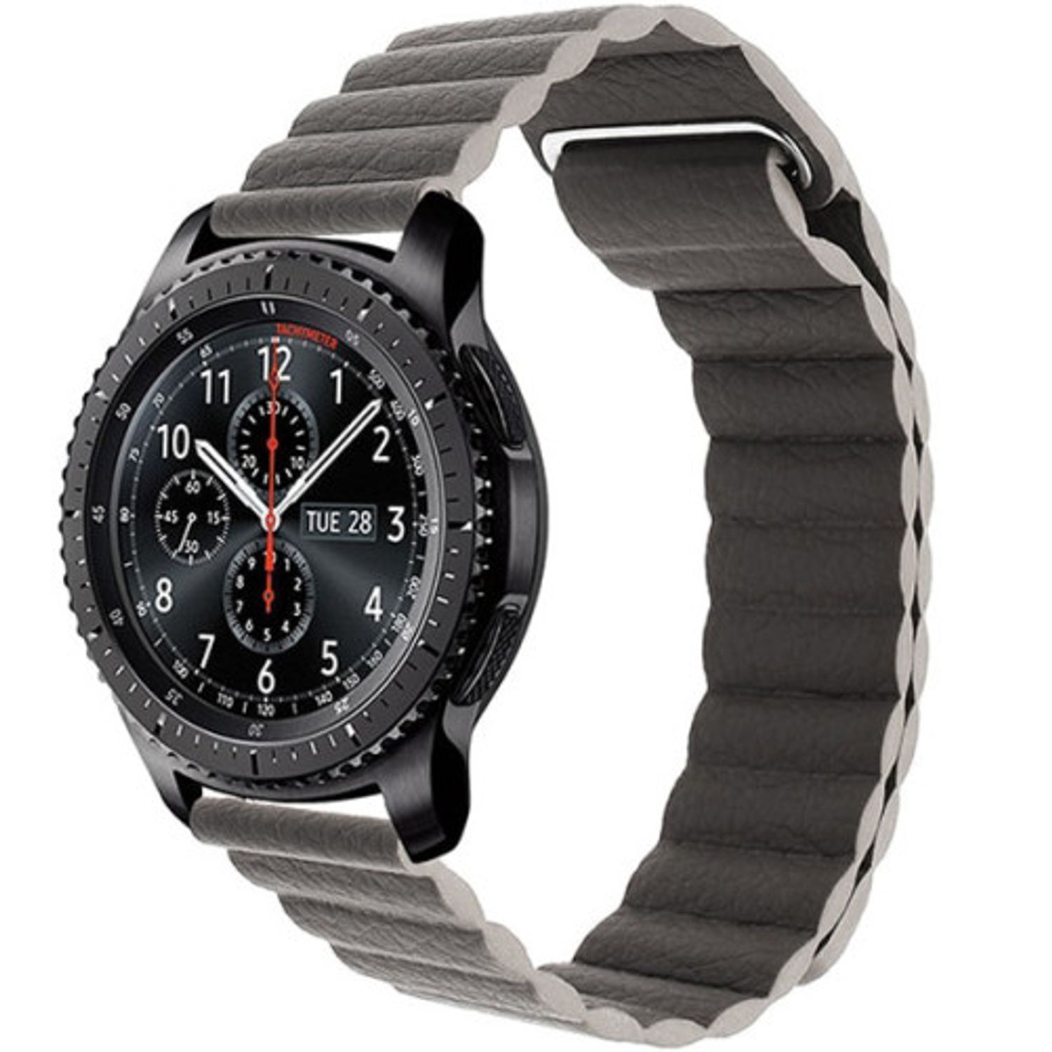 Curea piele Smartwatch Samsung Gear S2, iUni 20 mm Dark Gray Leather Loop fotografia produsului