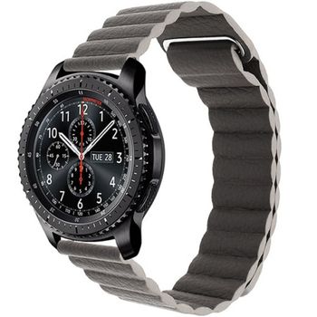 Curea piele smartwatch samsung gear s3, iuni 22 mm dark gray leather loop