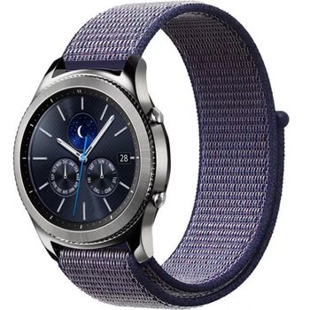 Curea ceas Smartwatch Samsung Gear S3, iUni 22 mm Soft Nylon Sport, Midnight Blue