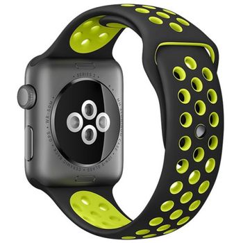 Curea IUni Compatibila Cu Apple Watch 1/2/3/4/5/6, 40mm, Silicon Sport, Negru/Galben