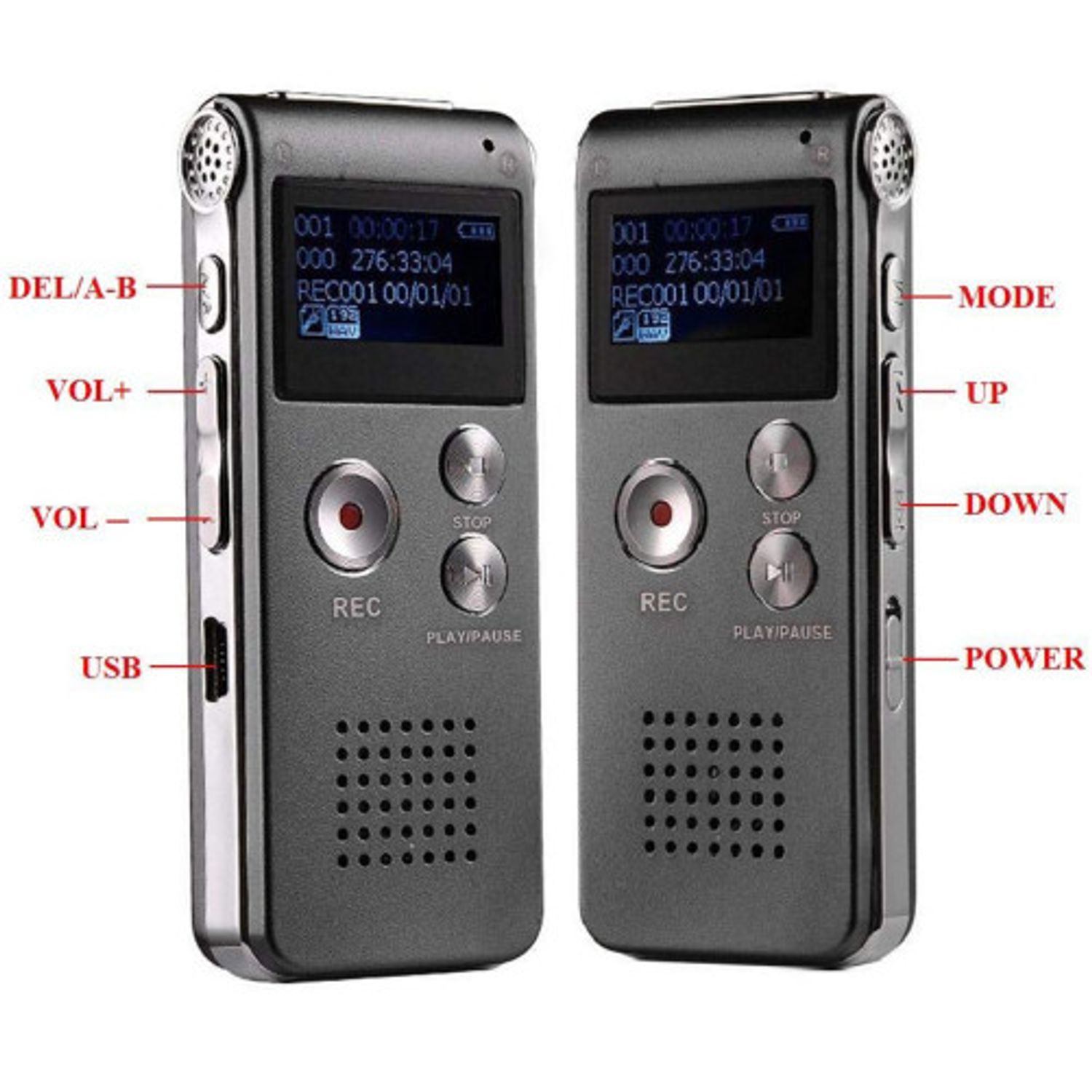 Mini Reportofon Profesional iUni REP03, Memorie 8GB, MP3 Player fotografia produsului View 3 L