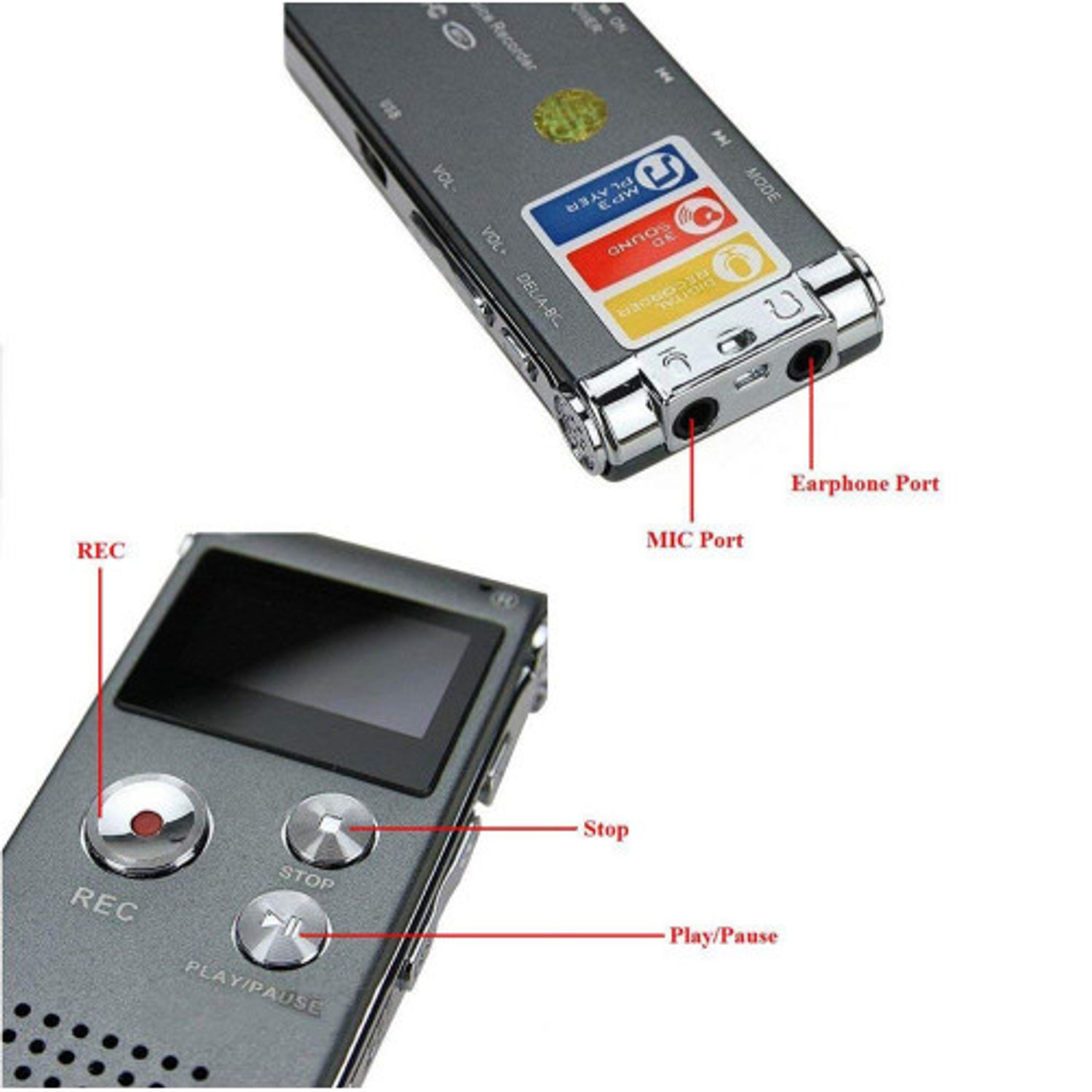 Mini Reportofon Profesional iUni REP03, Memorie 8GB, MP3 Player fotografia produsului View 4 L