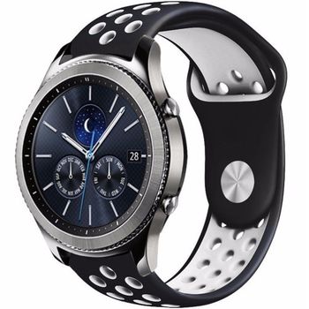 Curea ceas smartwatch samsung gear s3, iuni silicon sport 22 mm black-white