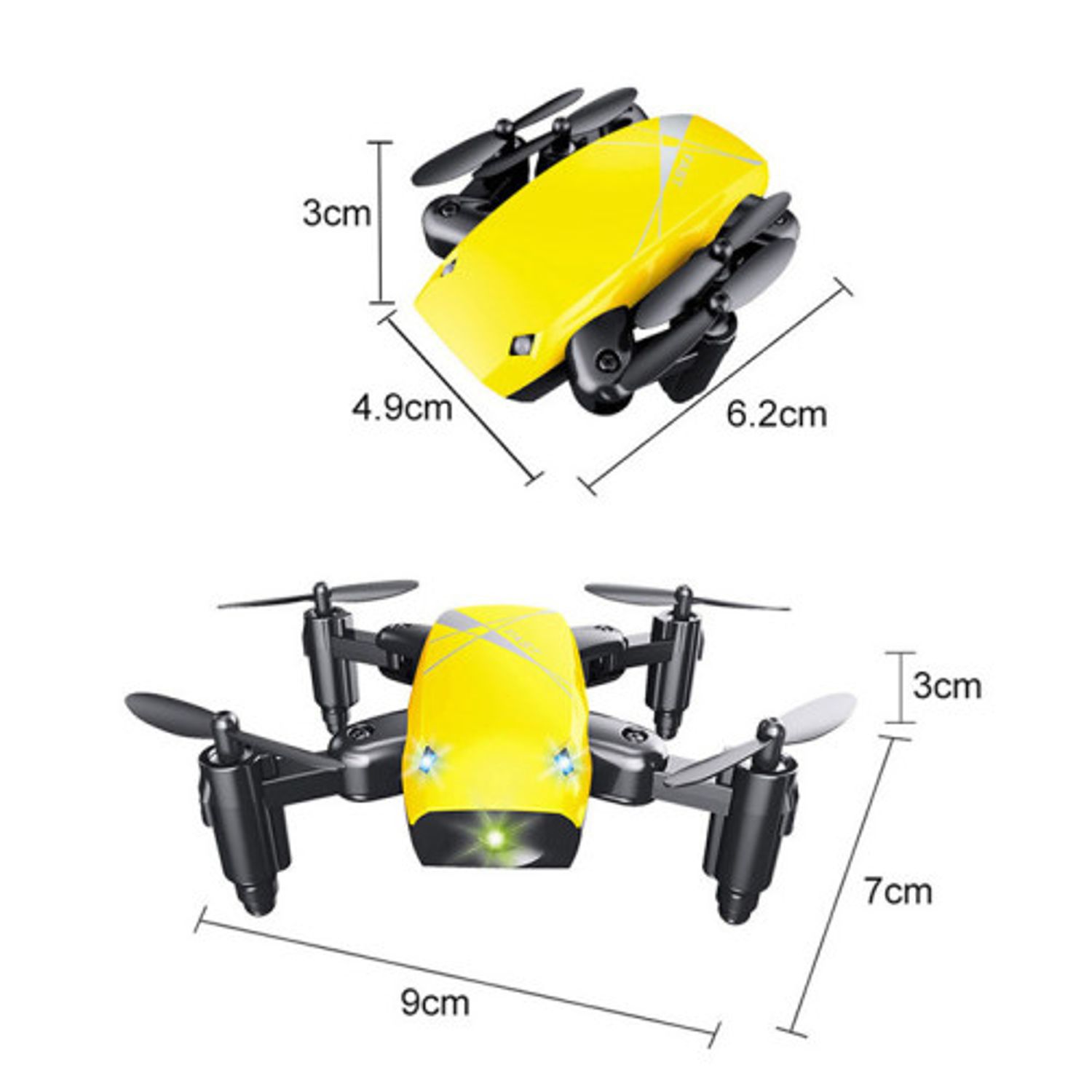 Mini Drona iUni S9, WiFi, Frecventa 2.4GHz, Galben fotografia produsului View 3 L