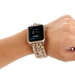 Curea iUni compatibila cu Apple Watch 1/2/3/4/5/6, 42mm, Elastic Paracord, Rugged Nylon Rope, Cream fotografia produsului View 5 S