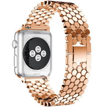 Curea iUni compatibila cu Apple Watch 1/2/3/4/5/6, 42mm, Jewelry, Otel Inoxidabil, Rose Gold