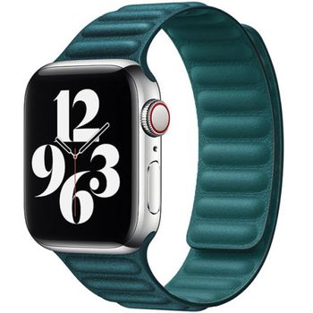 Curea iuni compatibila cu apple watch 1/2/3/4/5/6, 44mm, leather link, green