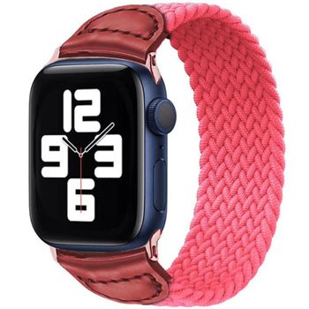 Curea iuni compatibila cu apple watch 1/2/3/4/5/6, 38mm, braided solo loop, pink