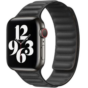 Curea iUni compatibila cu Apple Watch 1/2/3/4/5/6, 38mm, Leather Link, Black