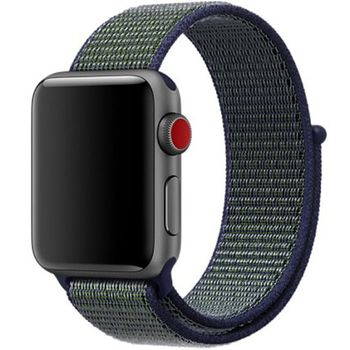 Curea iUni compatibila cu Apple Watch 1/2/3/4/5/6, 42mm, Nylon Sport, Woven Strap, Navy Blue/Green