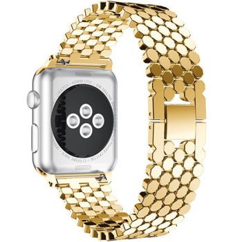 Curea iUni compatibila cu Apple Watch 1/2/3/4/5/6, 38mm, Jewelry, Otel Inoxidabil, Gold elefant.ro