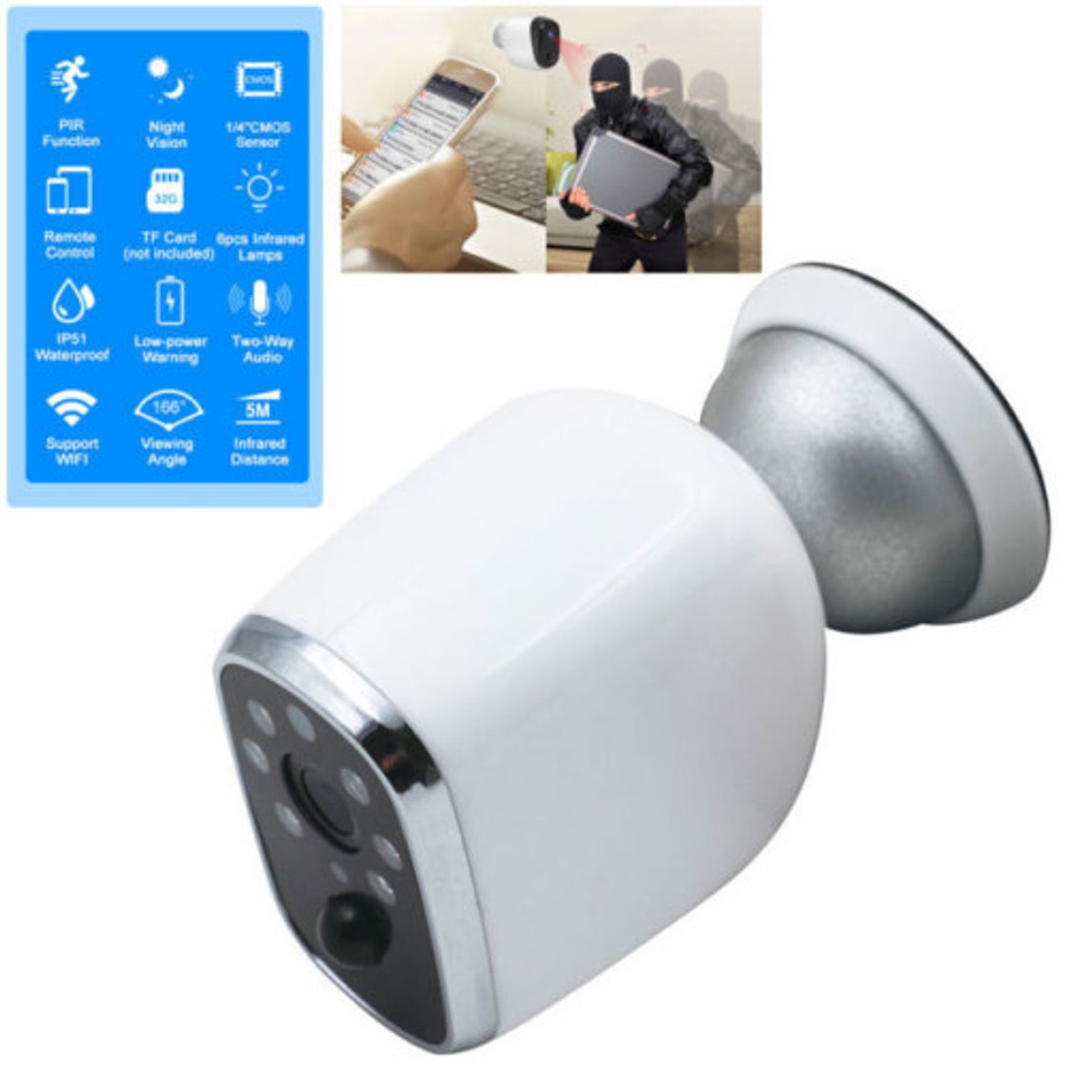 Camera supraveghere IP iUni B20, WiFi, Night Vision, Senzor miscare fotografia produsului View 4 L