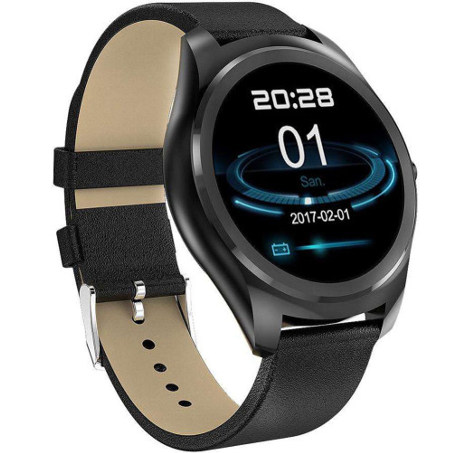 Ceas Smartwatch iUni N3 Plus, Curea Piele, BT, 1.3 Inch, IOS si Android, Black fotografia produsului View 3 L