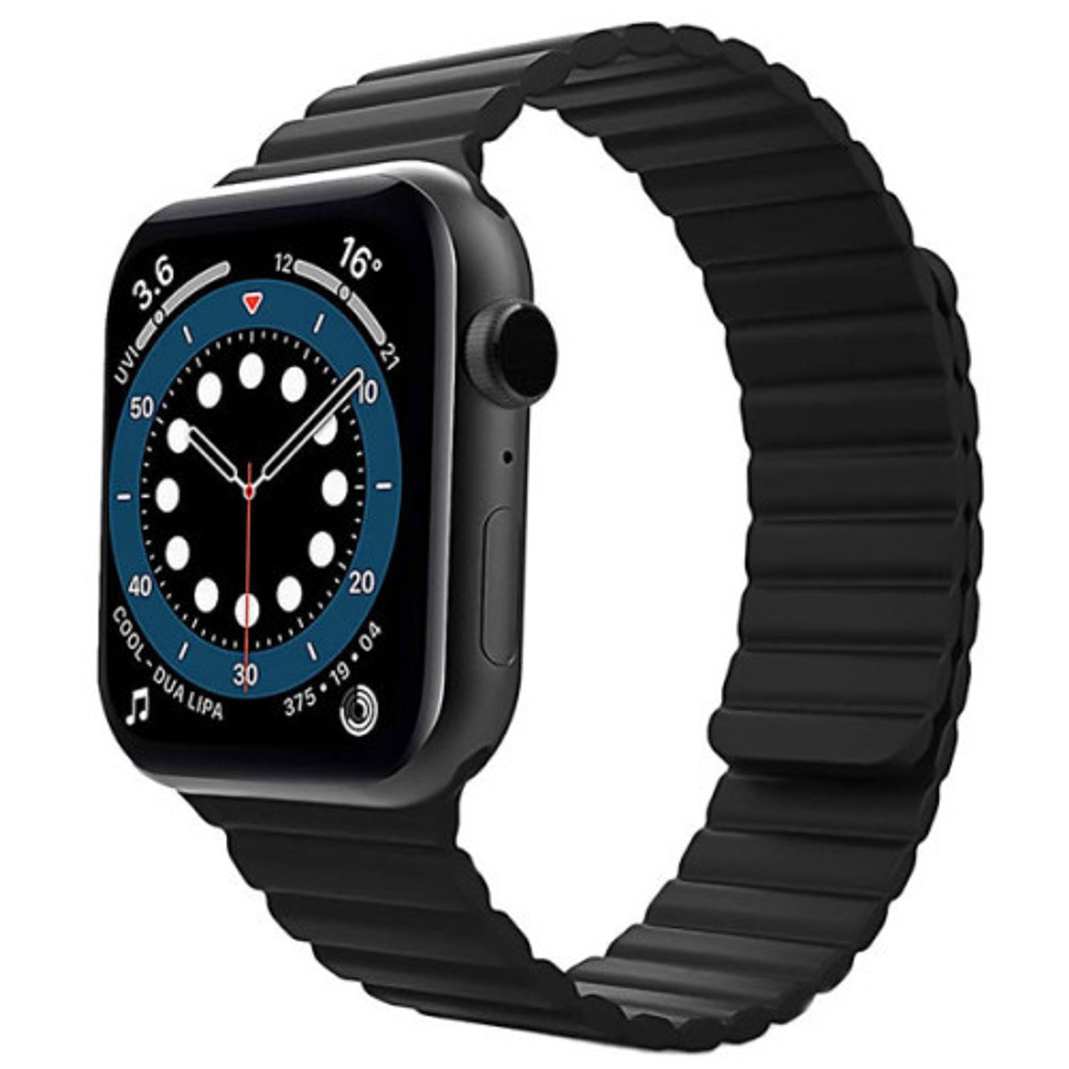 Curea iUni compatibila cu Apple Watch 1/2/3/4/5/6, 42mm, Silicon Magnetic, Black fotografia produsului