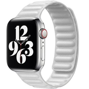 Curea iuni compatibila cu apple watch 1/2/3/4/5/6, 38mm, leather link, white