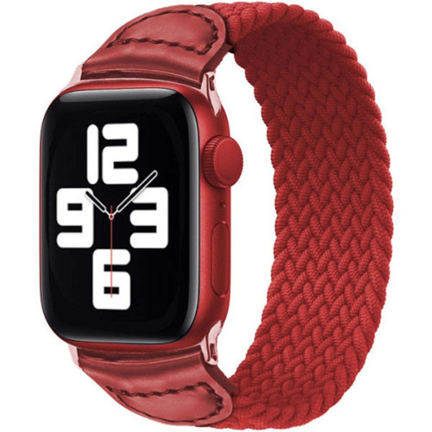 Curea iUni compatibila cu Apple Watch 1/2/3/4/5/6, 38mm, Braided Solo Loop, Red fotografia produsului