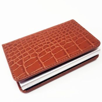 Portofel rfid iuni p1, 8 carduri, print crocodil maro
