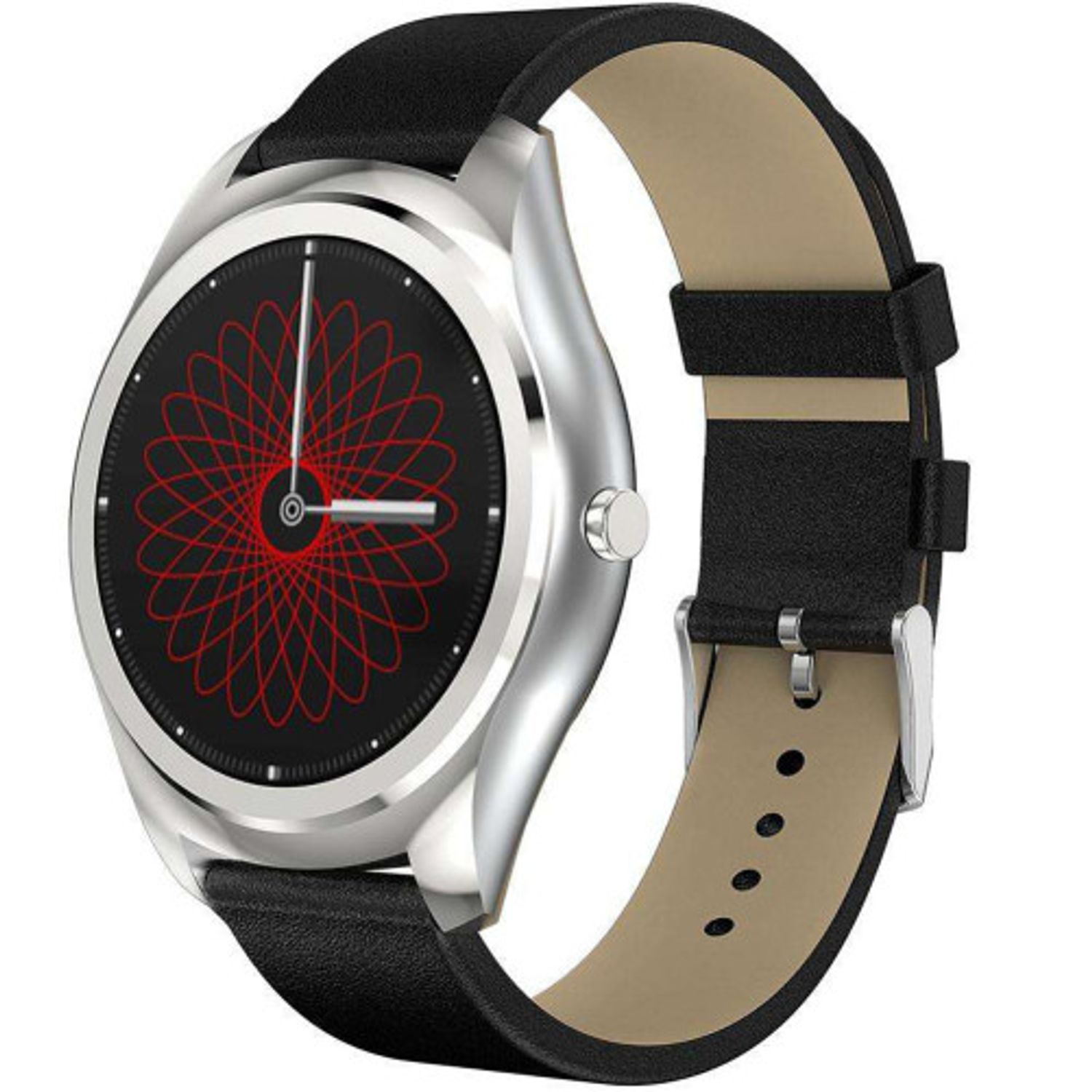 Ceas Smartwatch iUni N3 Plus, Curea Piele, BT, 1.3 Inch, IOS si Android, Silver fotografia produsului