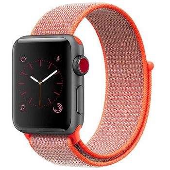 Curea iUni compatibila cu Apple Watch 1/2/3/4/5/6, 42mm, Nylon Sport, Woven Strap, Electric Orange