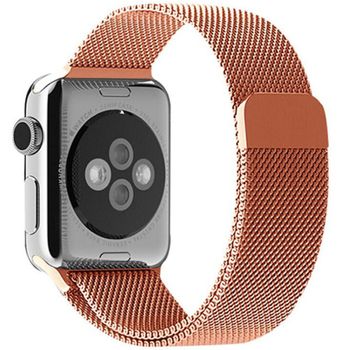 Curea iuni compatibila cu apple watch 1/2/3/4/5/6, 42mm, milanese loop, otel inoxidabil, rose gold