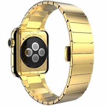 Curea iUni compatibila cu Apple Watch 1/2/3/4/5/6, 38mm, Link Bracelet, Otel Inoxidabil, Gold elefant.ro