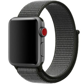 Curea iUni compatibila cu Apple Watch 1/2/3/4/5/6, 38mm, Nylon Sport, Woven Strap, Midnight Gray