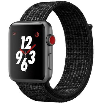 Curea iUni compatibila cu Apple Watch 1/2/3/4/5/6, 42mm, Nylon Sport, Woven Strap, Midnight Black