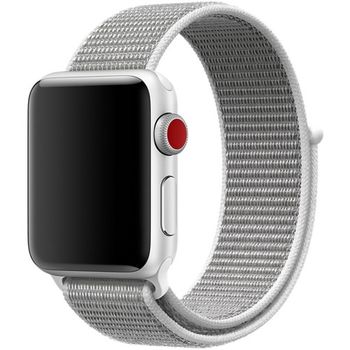 Curea iuni compatibila cu apple watch 1/2/3/4/5/6, 42mm, nylon sport, woven strap, white/gray