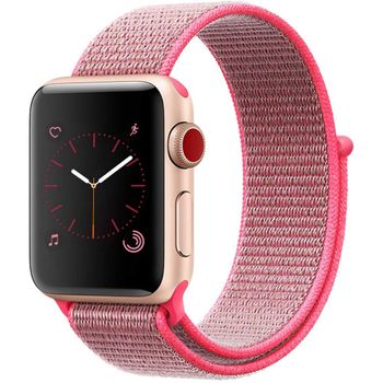 Curea iuni compatibila cu apple watch 1/2/3/4/5/6, 42mm, nylon sport, woven strap, pink