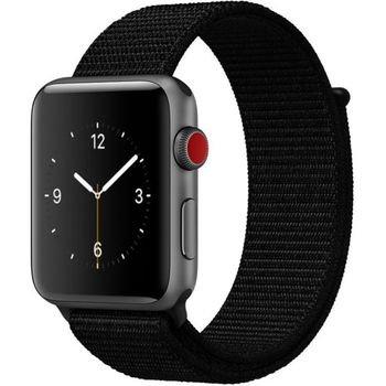 Curea iUni compatibila cu Apple Watch 1/2/3/4/5/6, 38mm, Nylon Sport, Woven Strap, Black