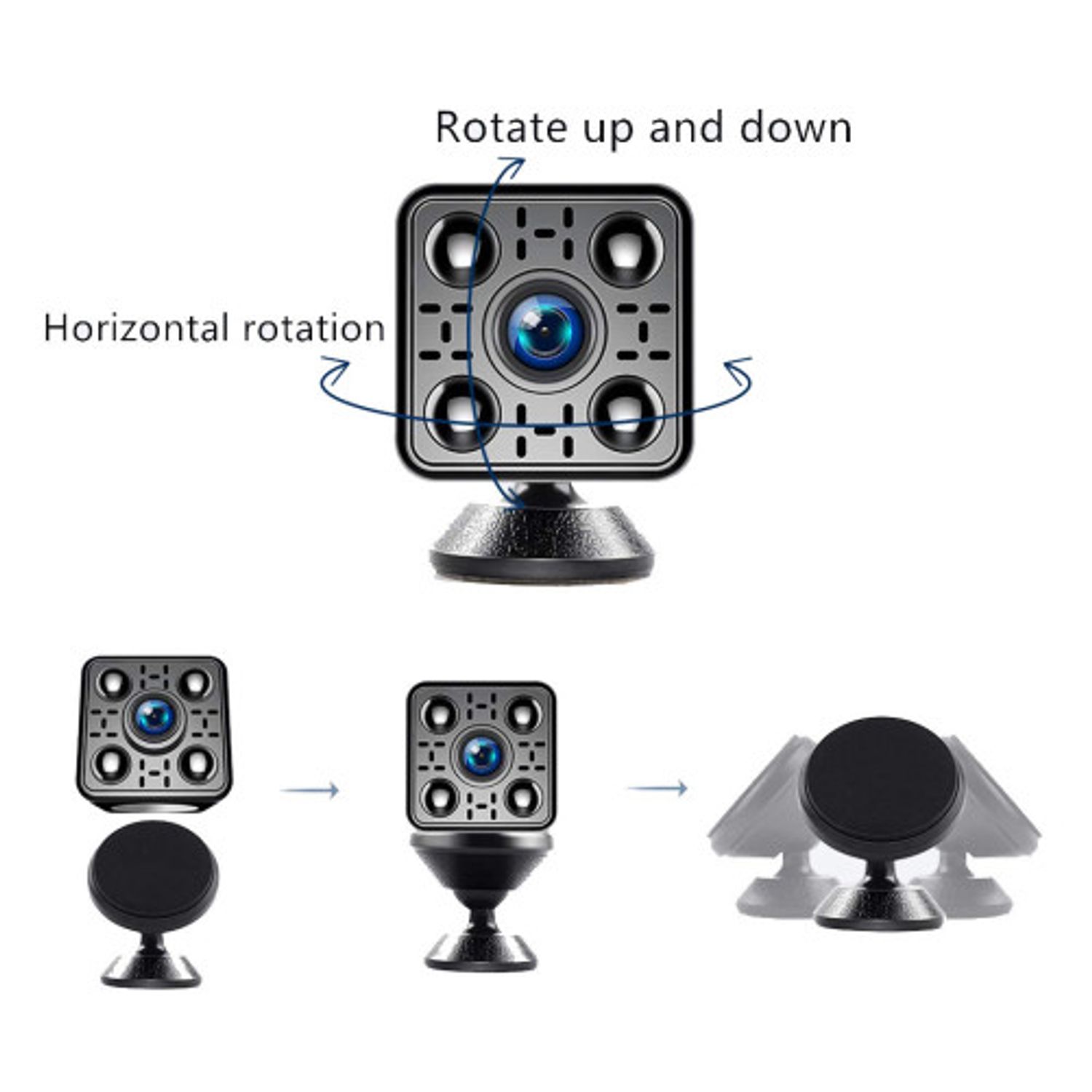 Mini Camera Spion iUni IP35, Wireless, Full HD 1080p, Audio-Video, Detectie Miscare, Night Vision fotografia produsului View 3 L