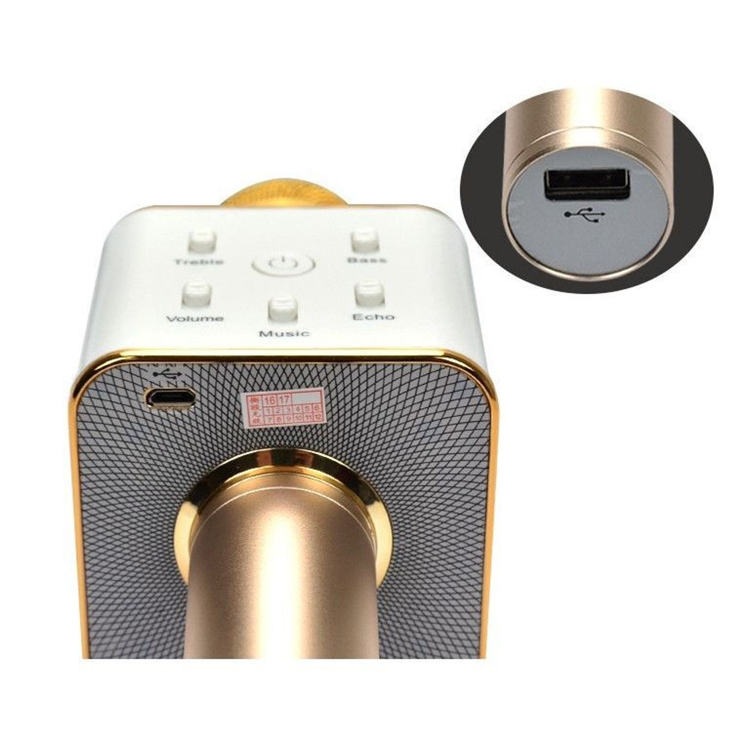 Microfon karaoke wireless, cu boxa incorporata, auriu, Gonga fotografia produsului View 2 L