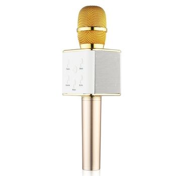 Microfon karaoke wireless, cu boxa incorporata, auriu, Gonga