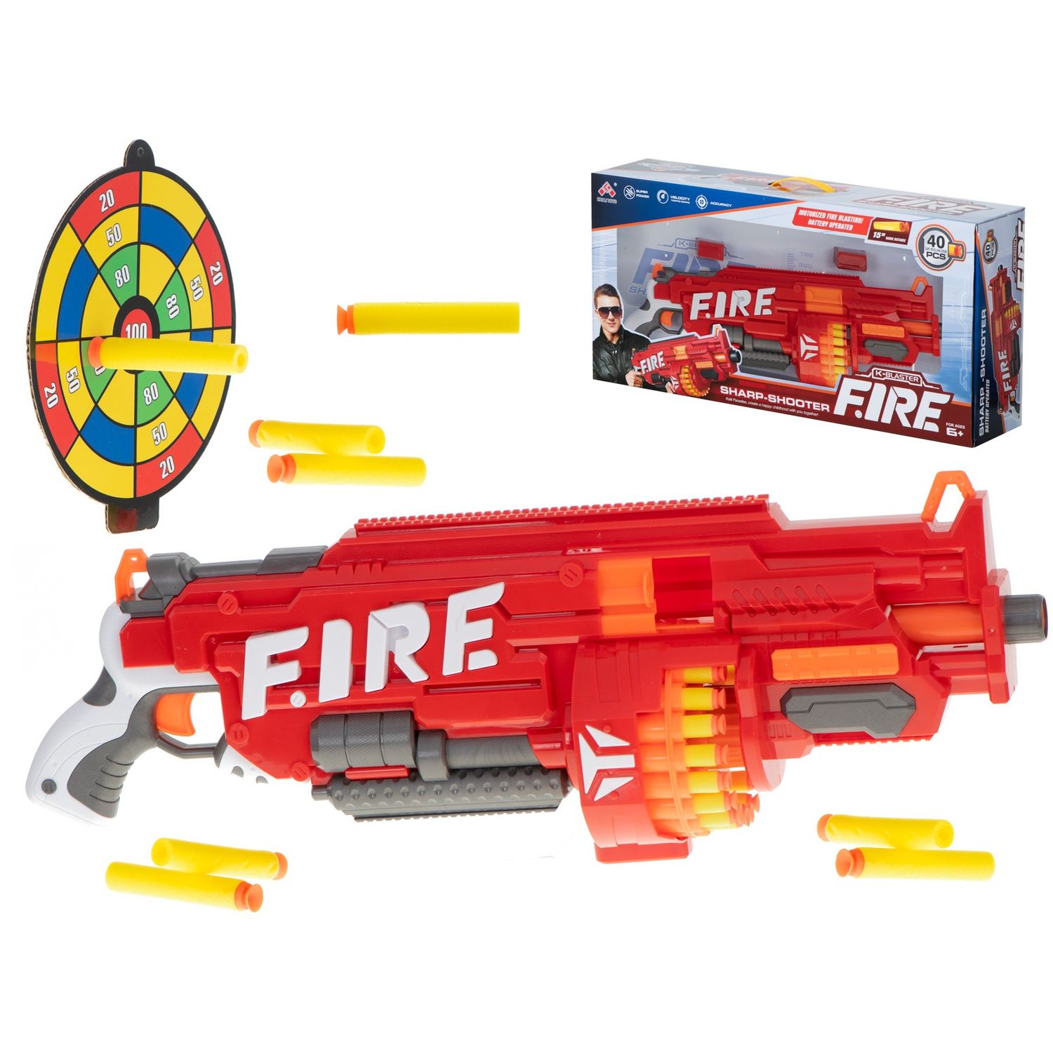 Arma Blaze Storm cu 40 gloante din spuma Nerf + scut, rosu fotografia produsului View 3 L