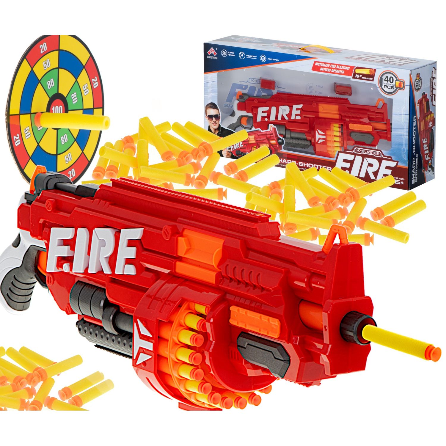 Arma Blaze Storm cu 40 gloante din spuma Nerf + scut, rosu fotografia produsului View 2 L