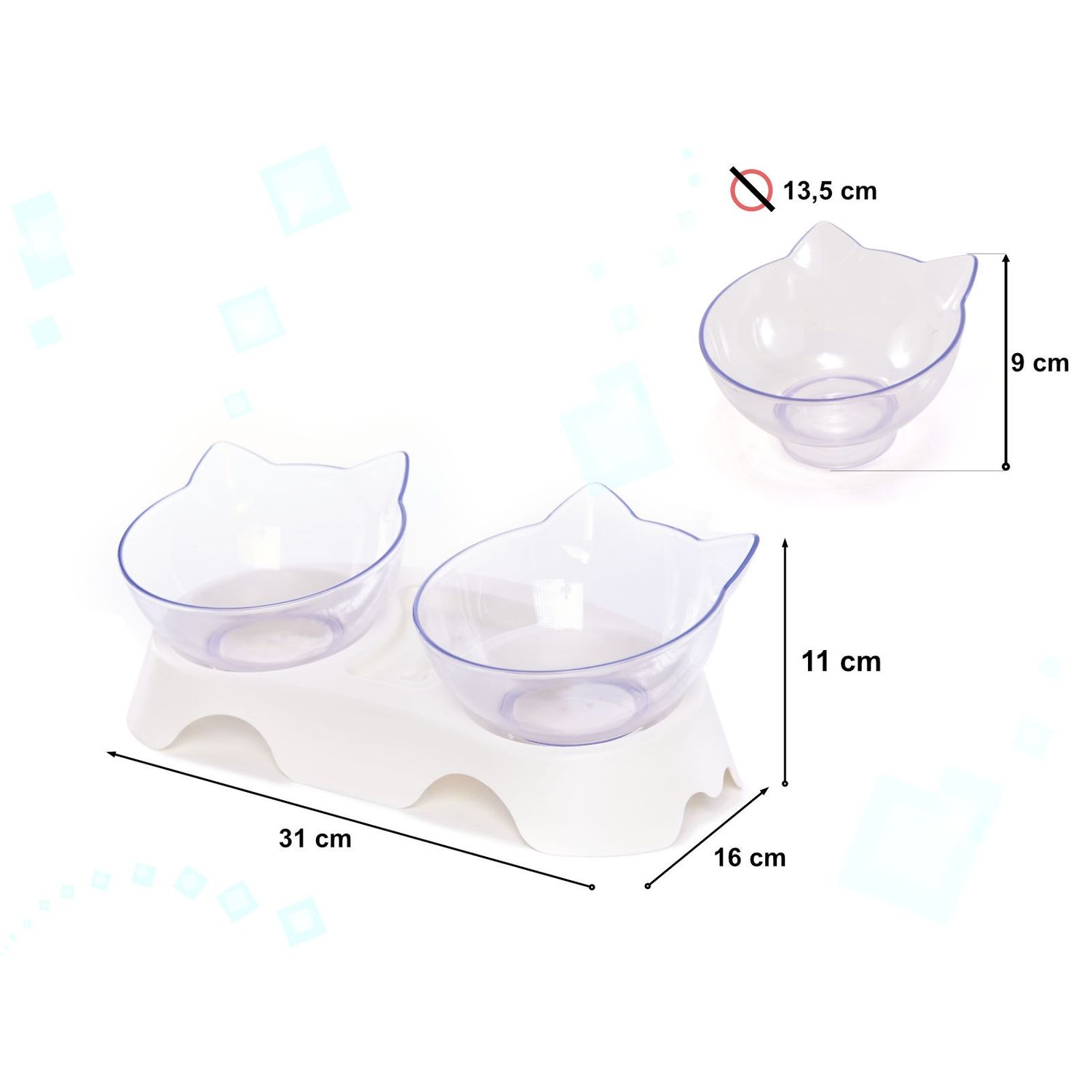 Castron dublu pentru animale de companie, transparent, Gonga fotografia produsului View 3 L