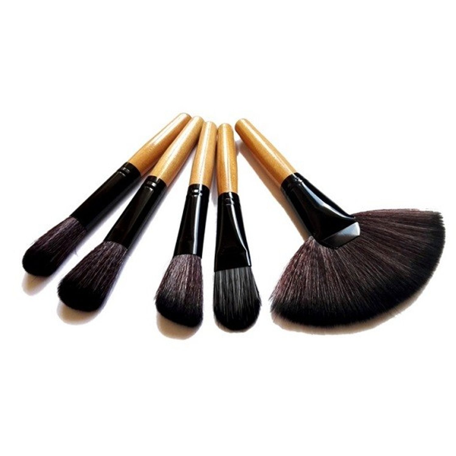 Set 32 pensule pentru machiaj, maner maro fotografia produsului View 3 L