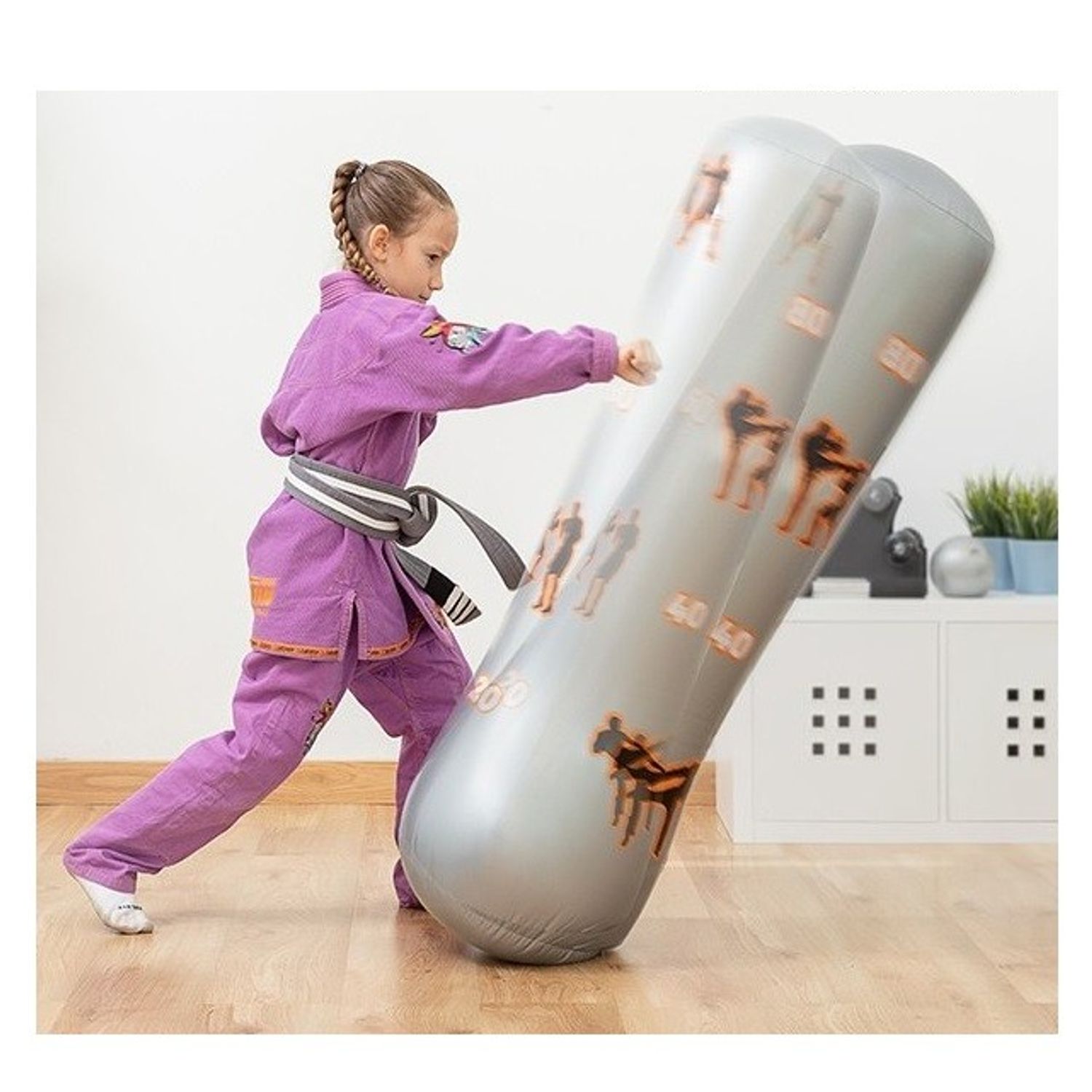 Sac de box gonflabil pentru copii, 115 cm, gri fotografia produsului View 2 L