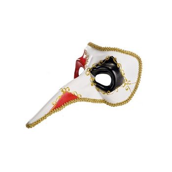 Masca carnaval venetian model Casanova cu detalii aurii, rosu/negru